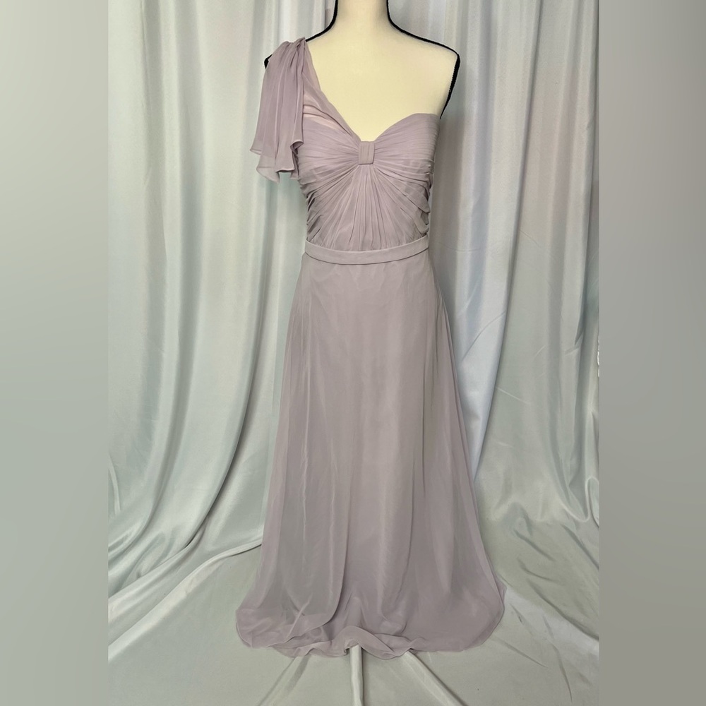 Jenny Packham Lux Chiffon One Shoulder Floor Length Bridesmaid Dress - size 12